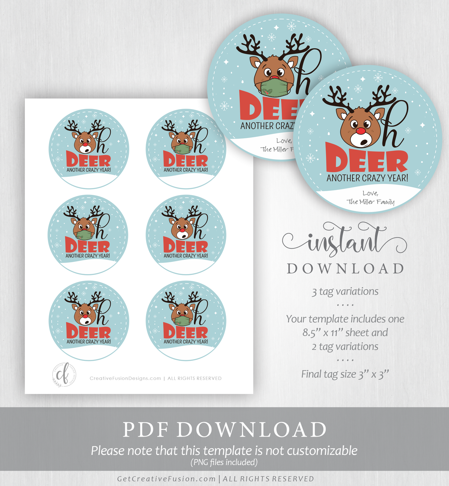 "COVID Reindeer" Christmas Gift Tag
