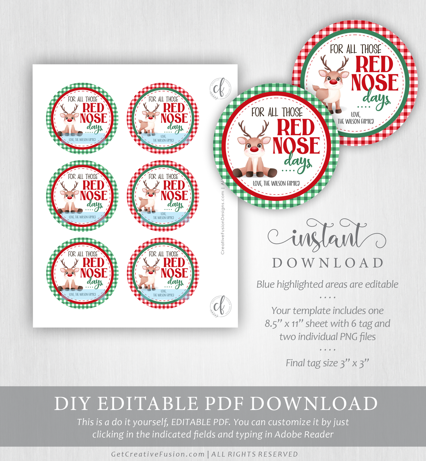 "Red Nose Days" Christmas Gift Tag
