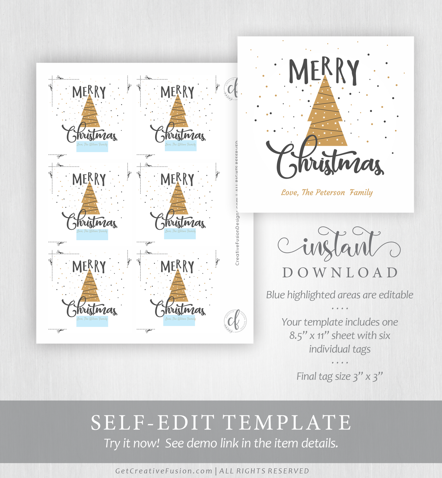 "Gold Tree" Christmas Gift Tag