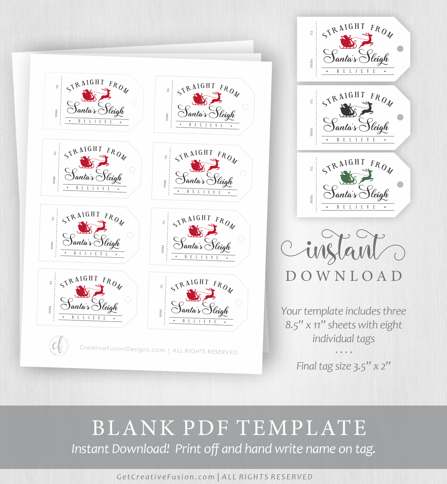"Santa's Sleigh" Christmas Gift Tag