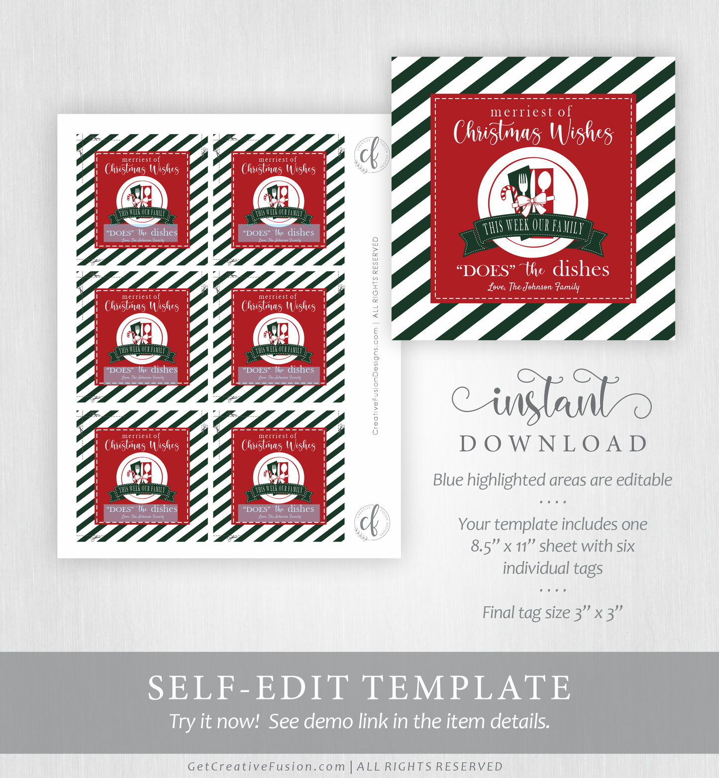 "We Do the Dishes" Christmas Gift Tag
