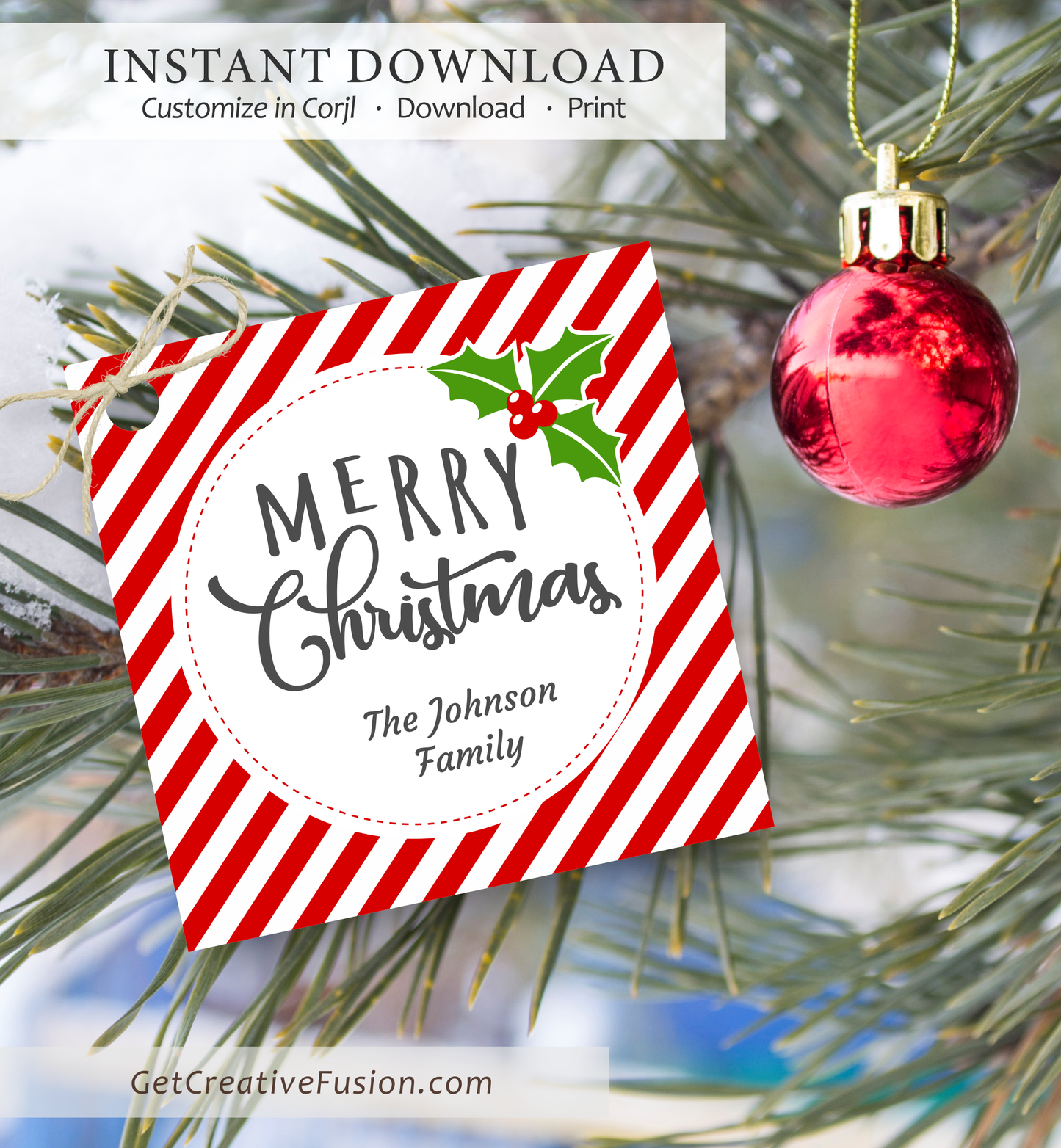 "Merry Christmas (Stripes)" Christmas Gift Tag