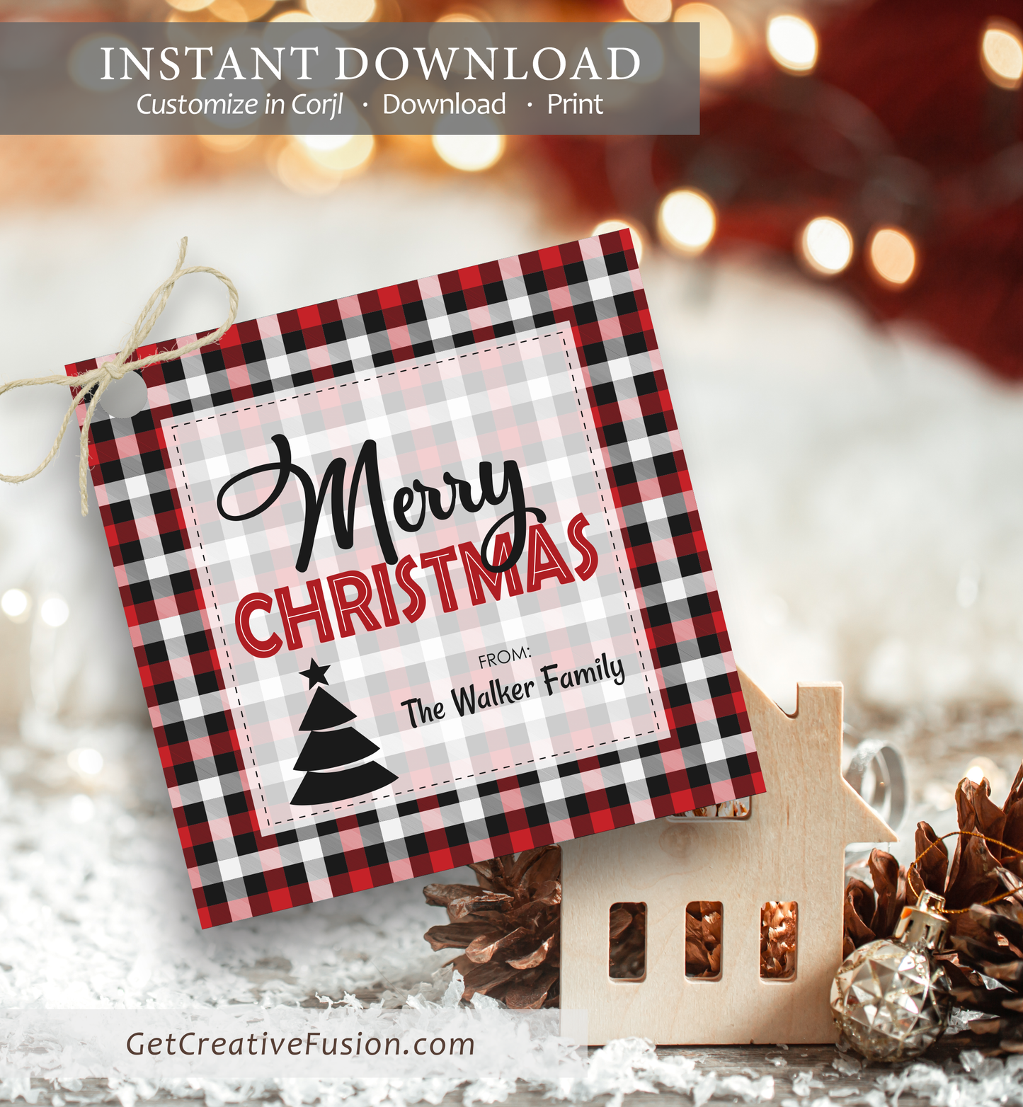 "Merry Christmas (Plaid)" Christmas Gift Tag