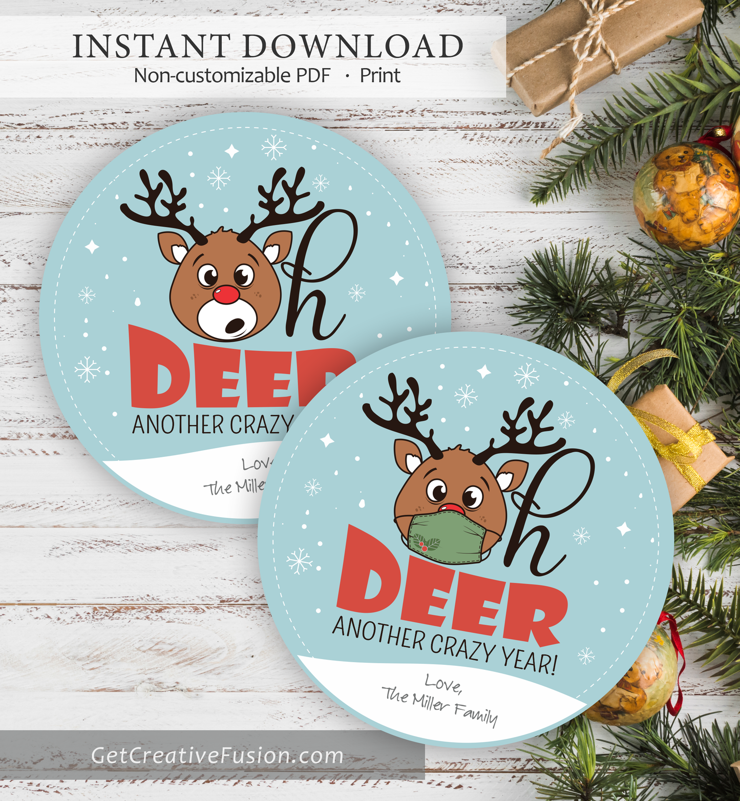 "COVID Reindeer" Christmas Gift Tag