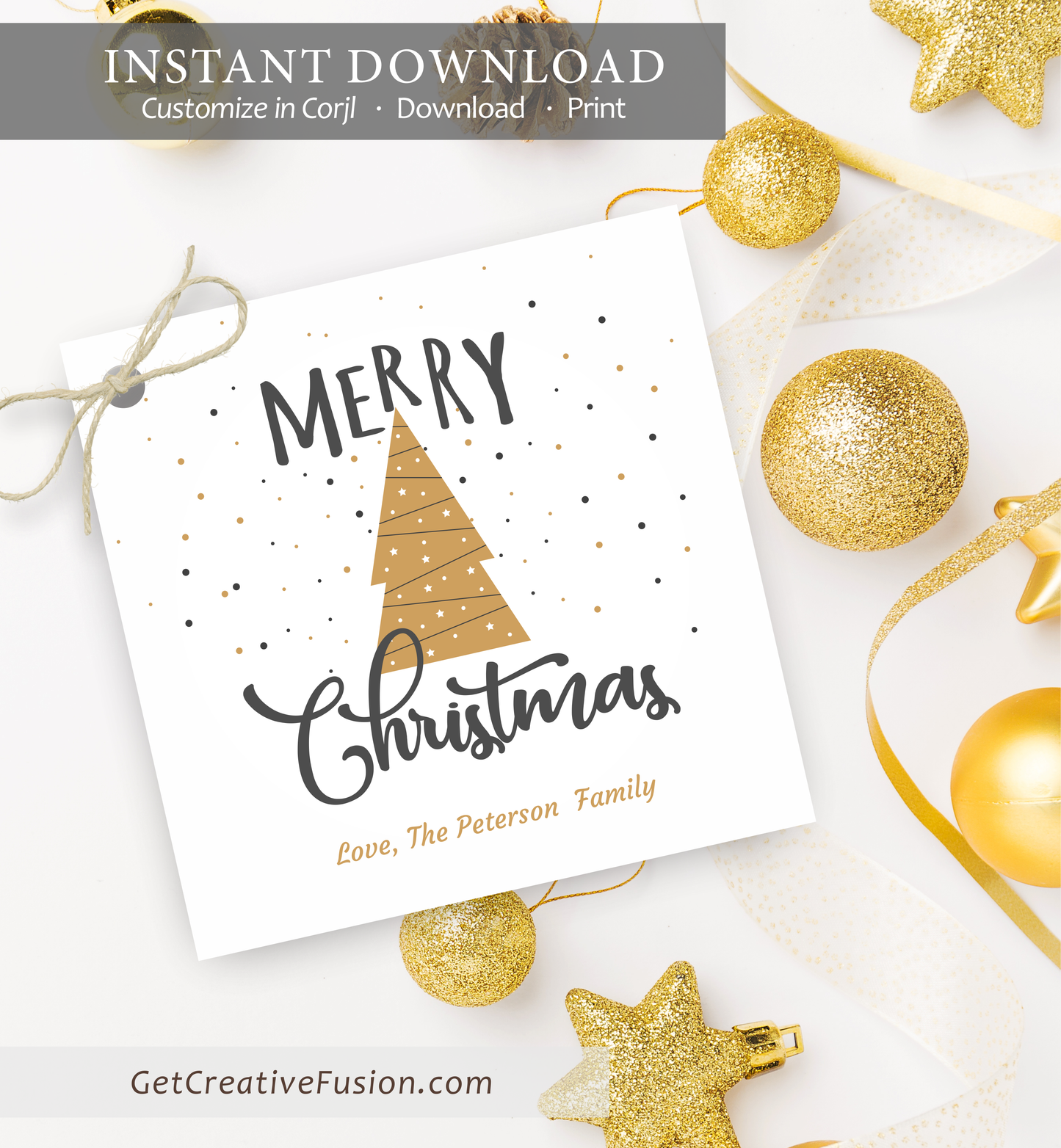 "Gold Tree" Christmas Gift Tag