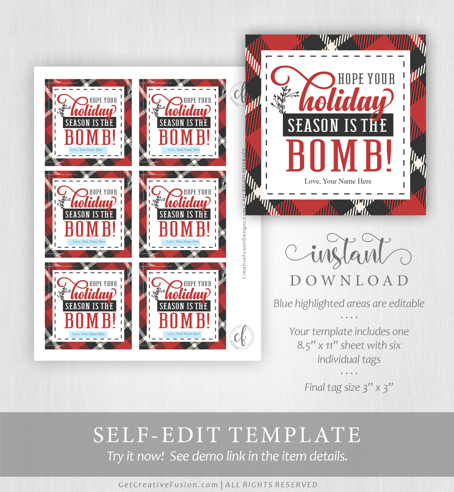 "Holiday is the Bomb" Gift Tag