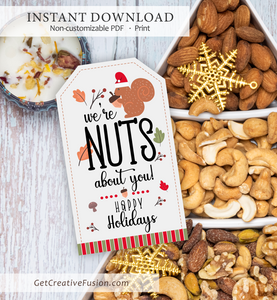 "Nuts About You (Squirrel)" Christmas Gift Tag