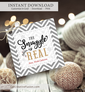 "The Snuggle is Real (Gray)" Christmas Gift Tag